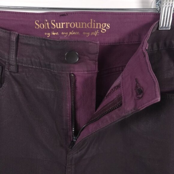 Soft Surroundings Straight Leg Ankle Coated Pants Lace Appliqué Size 10 - Picture 6 of 14